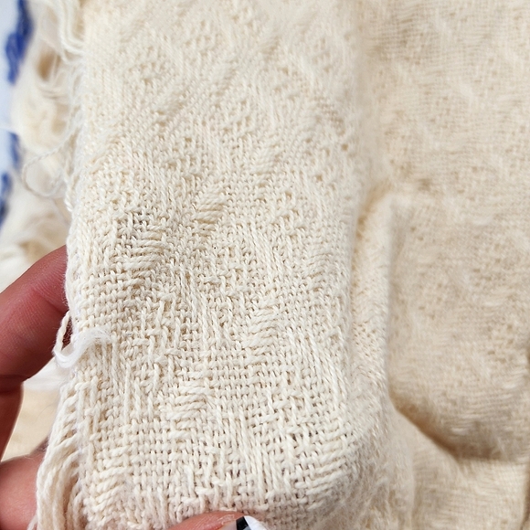 NWOT USA Cotton Blue Cream Cottagecore Snowflake Crochet Throw Coverlet Blanket - Picture 6 of 9